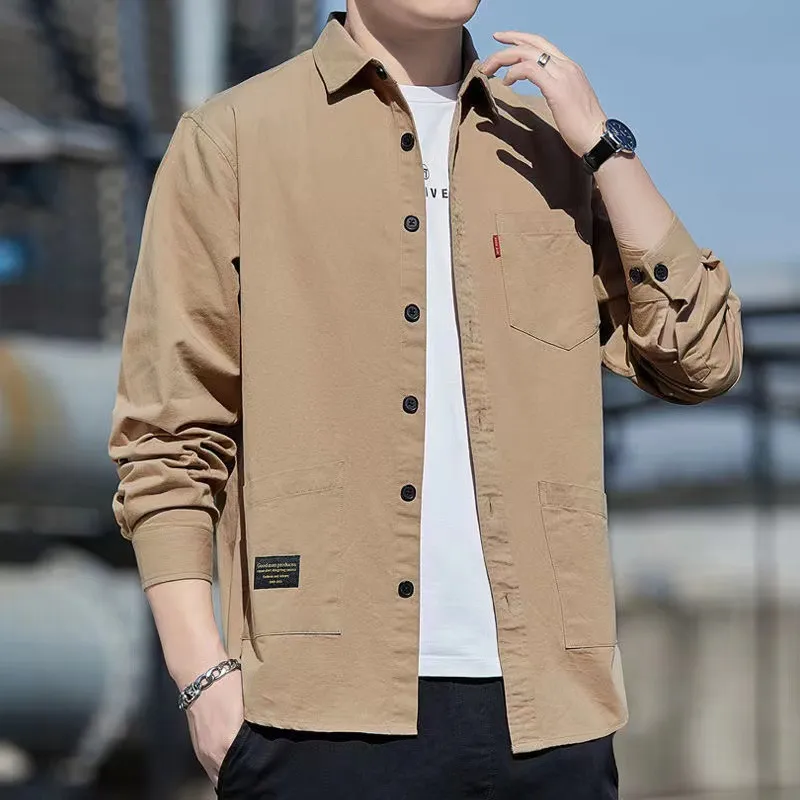 Men's Long Sleeve Cotton Work Shirt Casual Button Down Dress Shirt Lightweight Breathable Top for Spring Autumn thumbnail 3