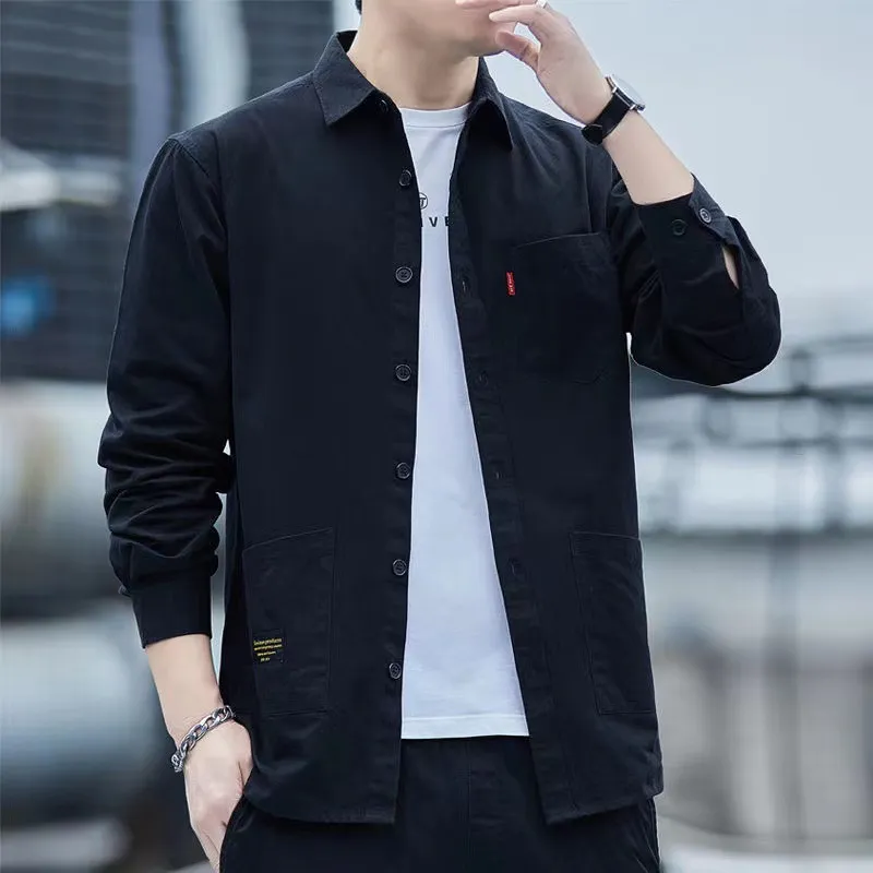 Men's Long Sleeve Cotton Work Shirt Casual Button Down Dress Shirt Lightweight Breathable Top for Spring Autumn thumbnail 4