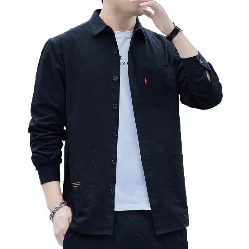 Men's Long Sleeve Cotton Work Shirt Casual Button Down Dress Shirt Lightweight Breathable Top for Spring Autumn thumbnail 5