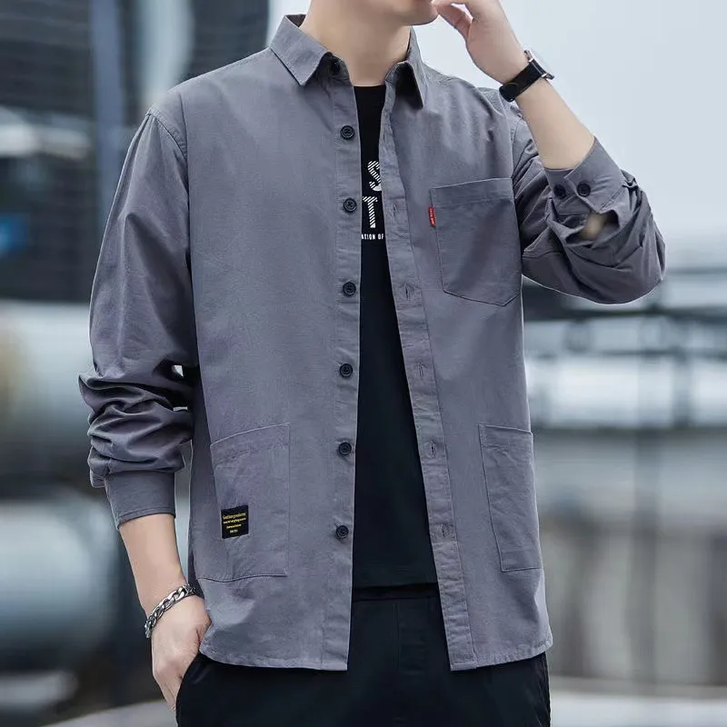 Men's Long Sleeve Cotton Work Shirt Casual Button Down Dress Shirt Lightweight Breathable Top for Spring Autumn thumbnail 8