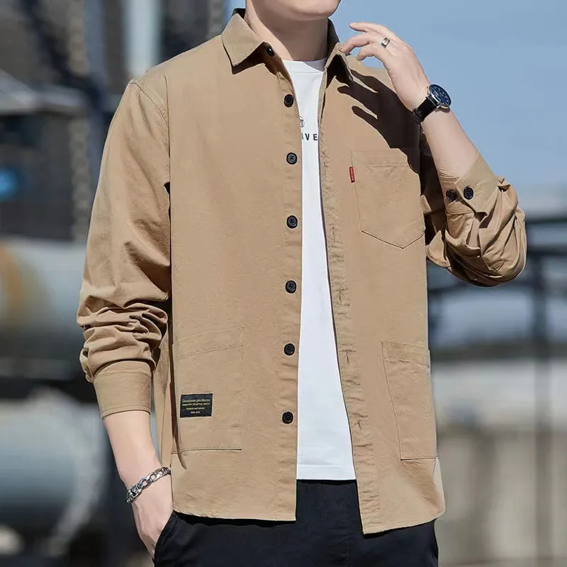 Men's Long Sleeve Cotton Work Shirt Casual Button Down Dress Shirt Lightweight Breathable Top for Spring Autumn thumbnail 6
