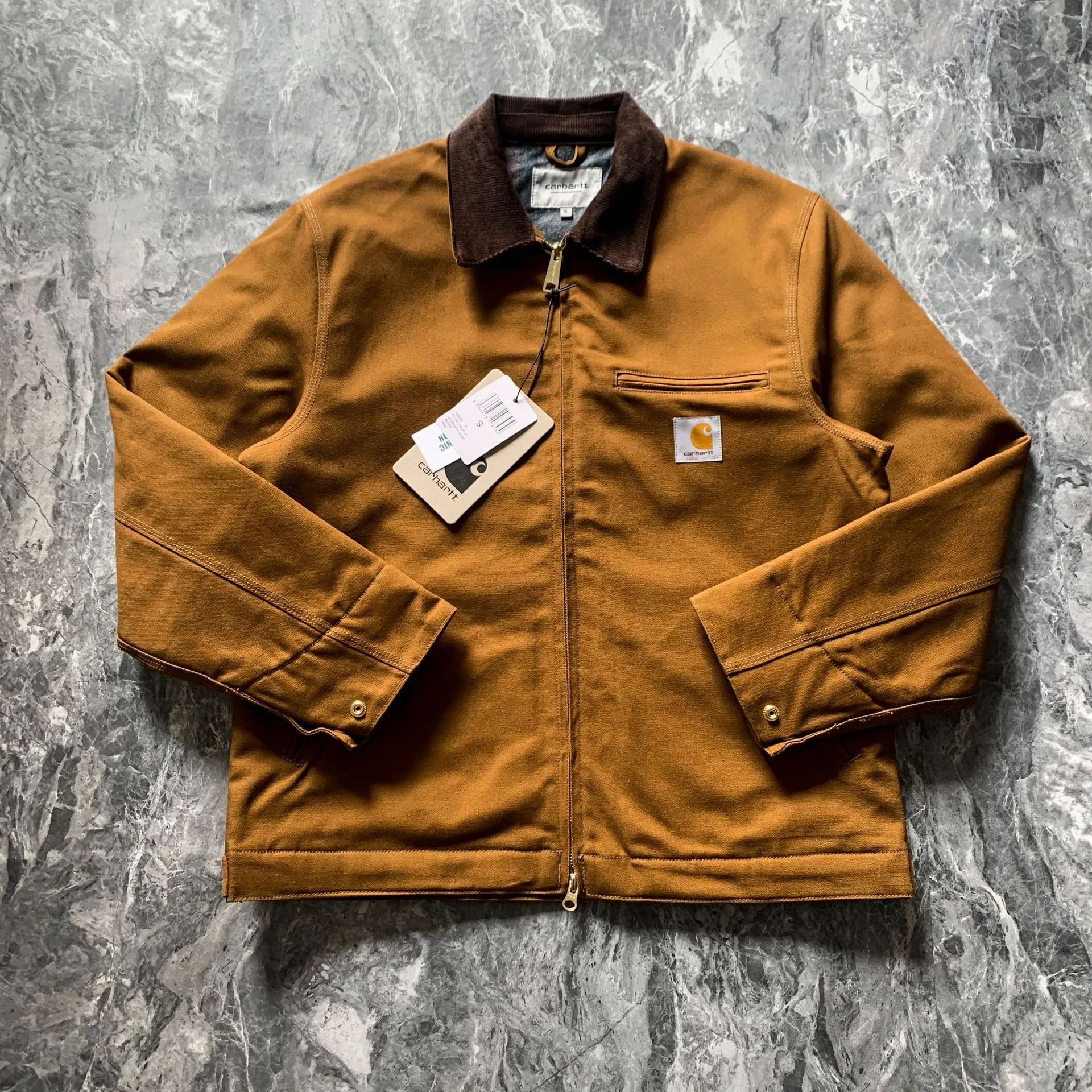 Men's Detroit Style Workwear Jacket with Felt Lining - Casual Lapel Coat, Durable Outerwear for Construction, Mechanics, and Outdoor Work thumbnail 7