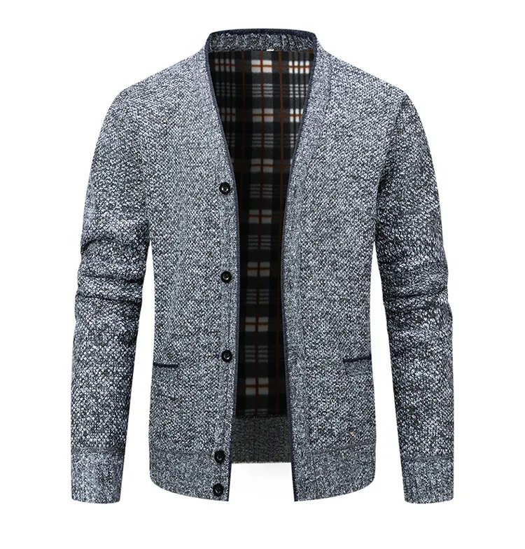 Men's V-Neck Knit Cardigan Sweater Jacket, Autumn Winter Thick Casual Outerwear for Men showcase 7
