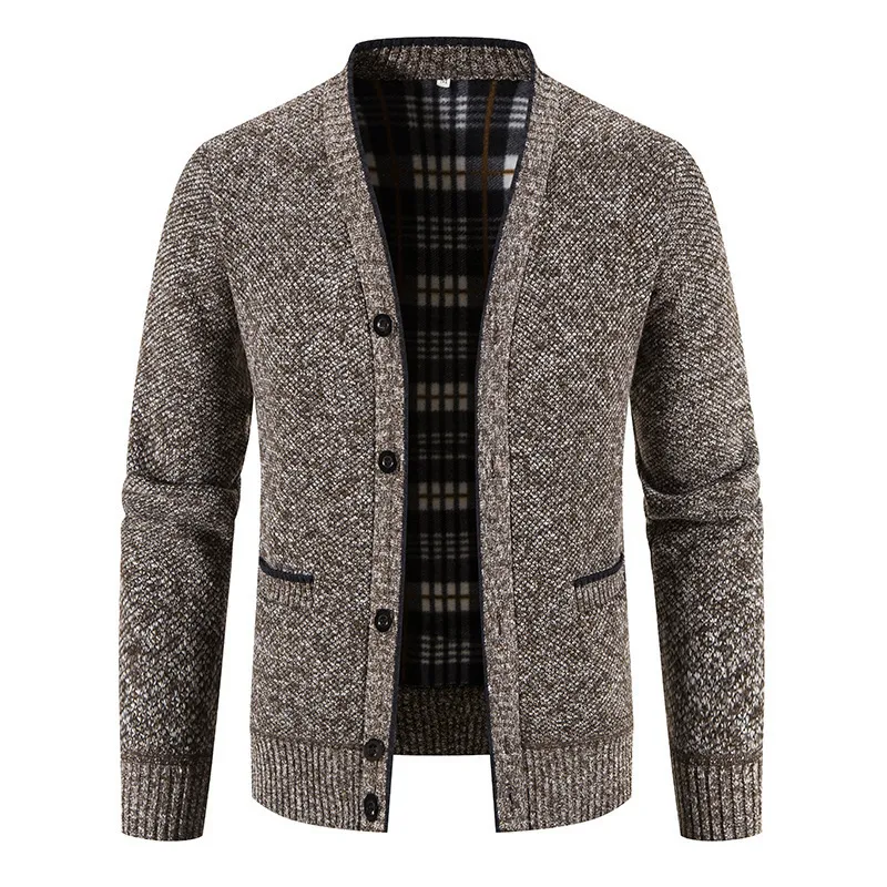 Men's V-Neck Knit Cardigan Sweater Jacket, Autumn Winter Thick Casual Outerwear for Men thumbnail 7
