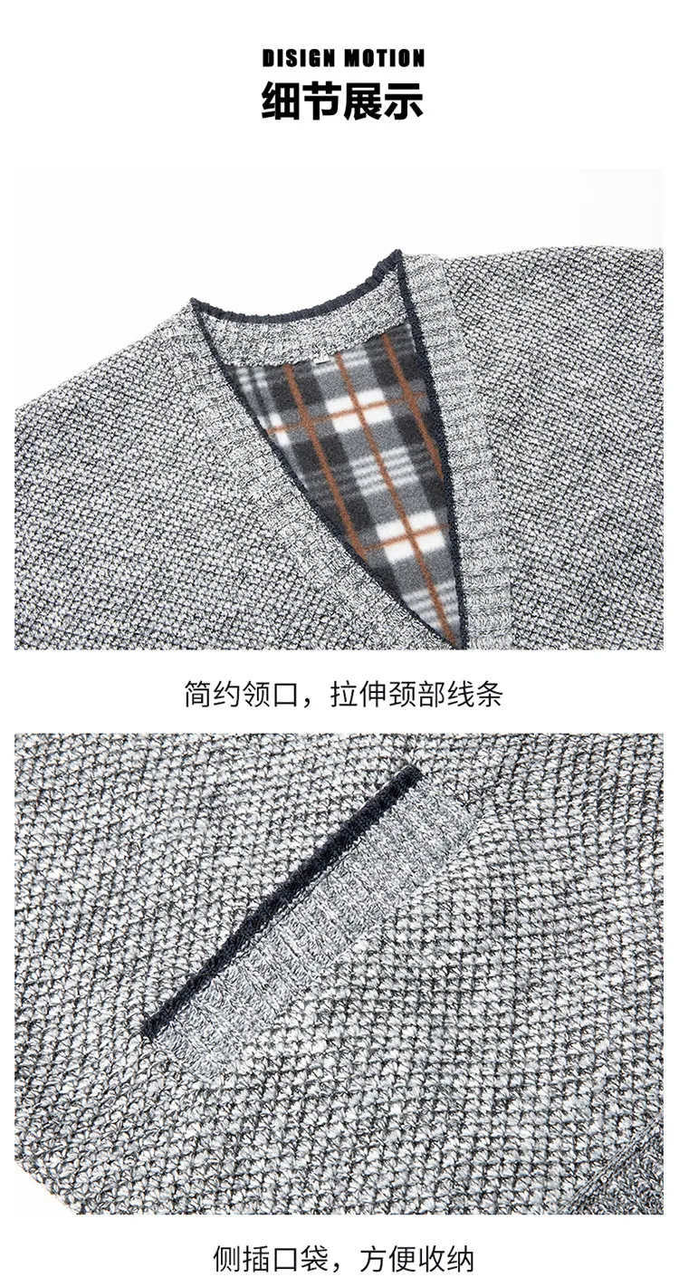 Men's V-Neck Knit Cardigan Sweater Jacket, Autumn Winter Thick Casual Outerwear for Men showcase 10