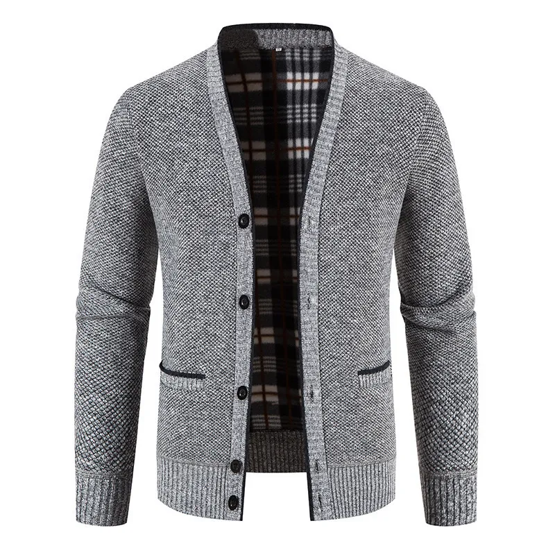 Men's V-Neck Knit Cardigan Sweater Jacket, Autumn Winter Thick Casual Outerwear for Men thumbnail 8