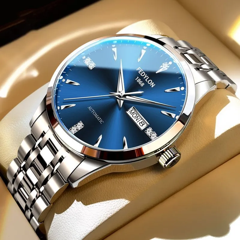 Men's Quartz Watch Vertiron Brand Steel Band Waterproof Wristwatch for Business Casual Style Middle School Students and Everyday Wear thumbnail 7