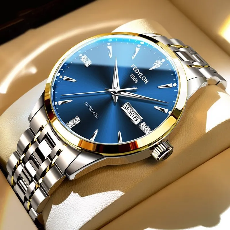 Men's Quartz Watch Vertiron Brand Steel Band Waterproof Wristwatch for Business Casual Style Middle School Students and Everyday Wear thumbnail 9