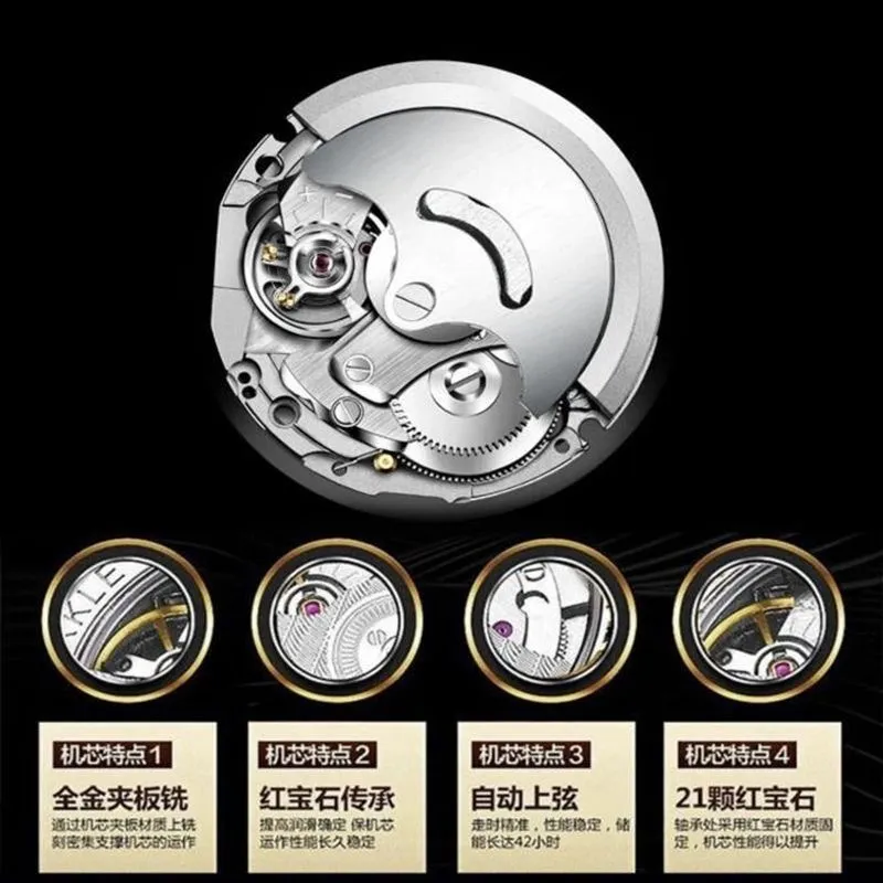 Men's Automatic Mechanical Wrist Watch - Swiss Movement, Waterproof, Luminous, Double Calendar, Hollow Design - Fashionable and Practical Timepiece showcase 18
