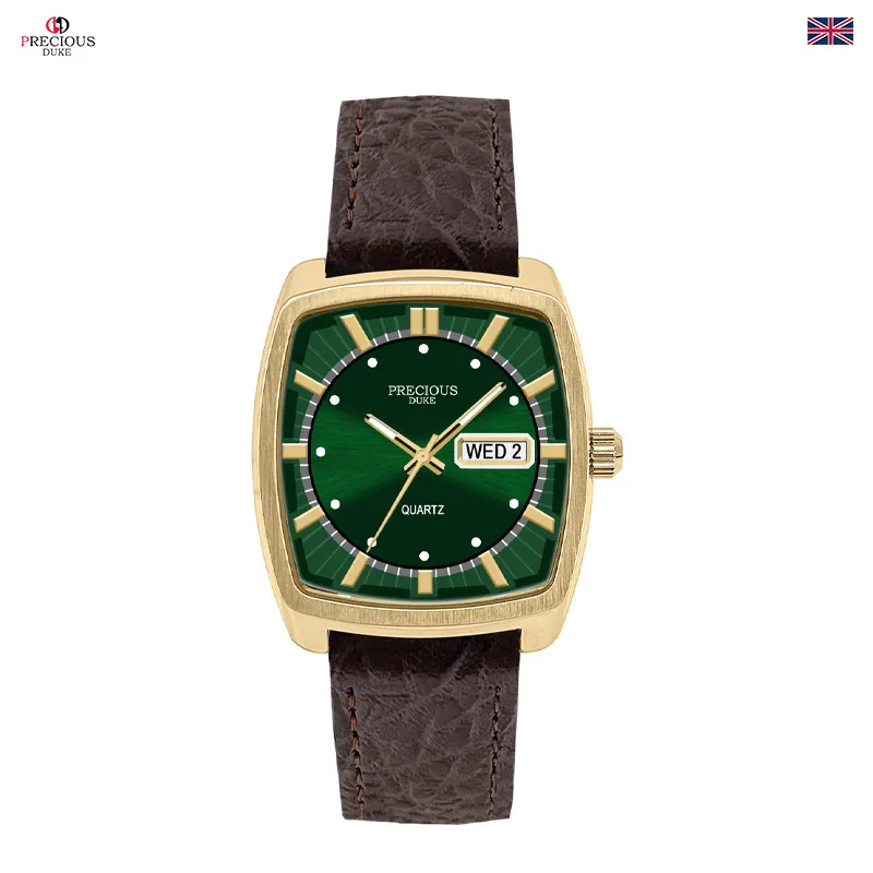 Men's Classic Square Wine Barrel Watch with Double Calendar | UK Brand Leather Wristwatch for Business Casual Wear | Wholesale Available showcase 16