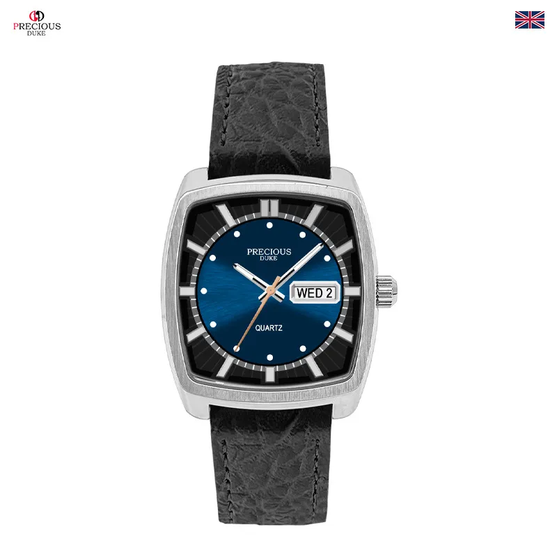 Men's Classic Square Wine Barrel Watch with Double Calendar | UK Brand Leather Wristwatch for Business Casual Wear | Wholesale Available showcase 17