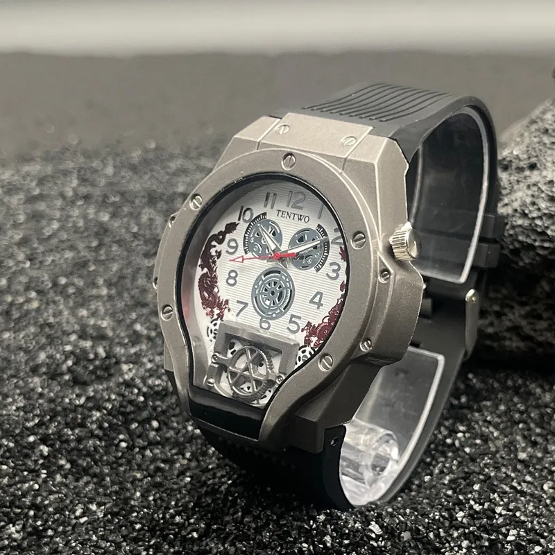 Men's Fashion Quartz Watch with Silicone Band - Trendy Jason Statham Style Wristwatch for Live Selling thumbnail 2