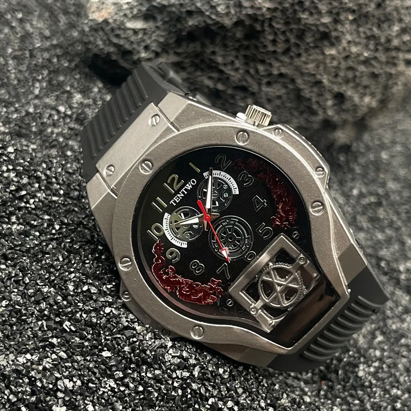 Men's Fashion Quartz Watch with Silicone Band - Trendy Jason Statham Style Wristwatch for Live Selling thumbnail 9