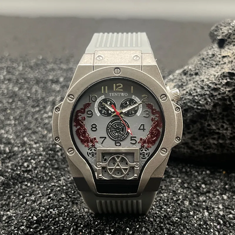 Men's Fashion Quartz Watch with Silicone Band - Trendy Jason Statham Style Wristwatch for Live Selling thumbnail 6