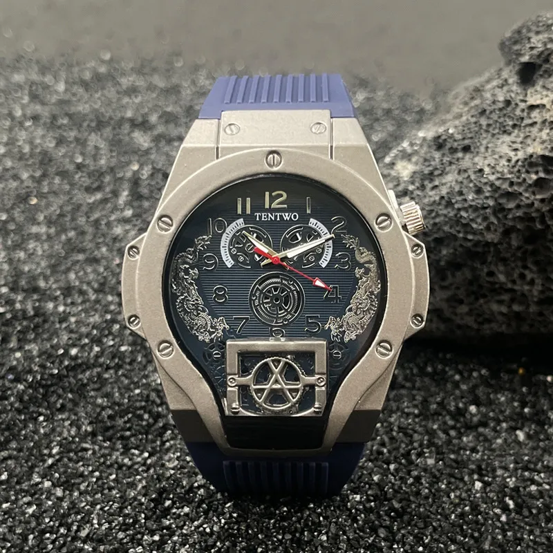 Men's Fashion Quartz Watch with Silicone Band - Trendy Jason Statham Style Wristwatch for Live Selling thumbnail 7