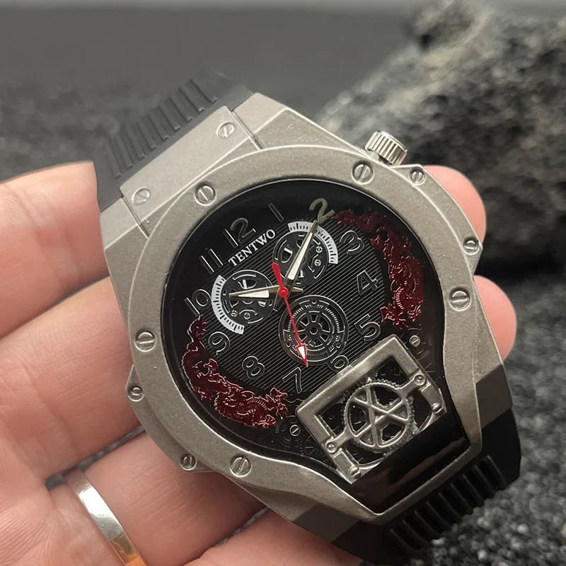 Men's Fashion Quartz Watch with Silicone Band - Trendy Jason Statham Style Wristwatch for Live Selling thumbnail 3