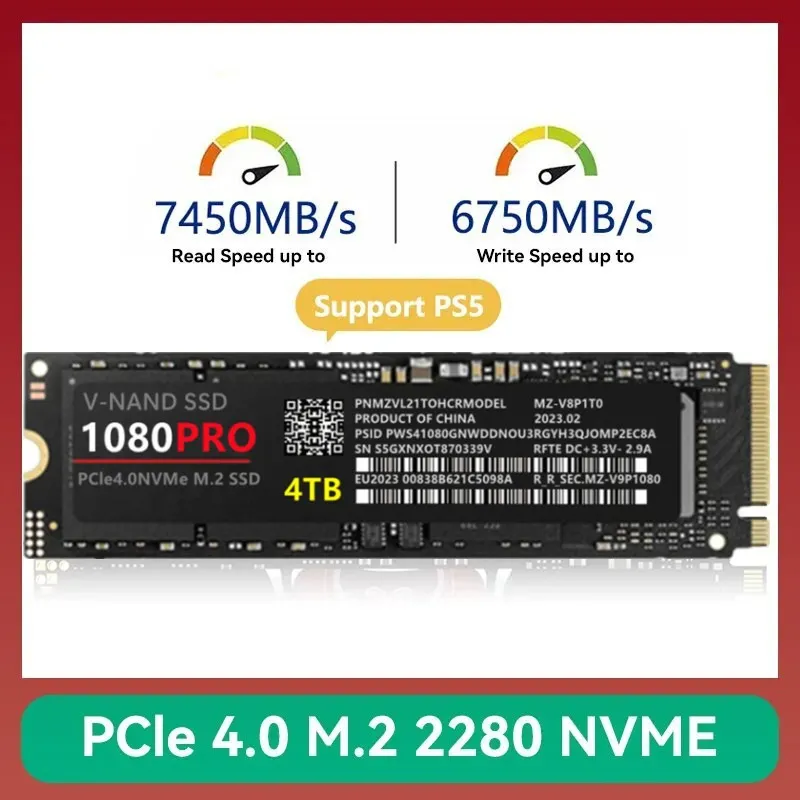 High-Speed M.2 NVMe SSD 1TB 2TB 4TB Internal Solid State Drive for Laptop Desktop PC Upgrade - Black Disk M.2 2280 Pro