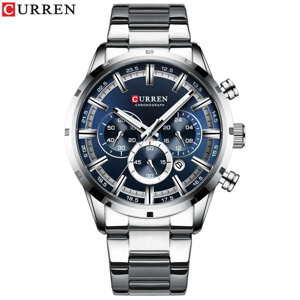 CURREN 8355 Men's Multifunctional Quartz Watch - Waterproof Calendar Wristwatch for Business, Casual Wear - Stainless Steel Band, Round Dial thumbnail 2