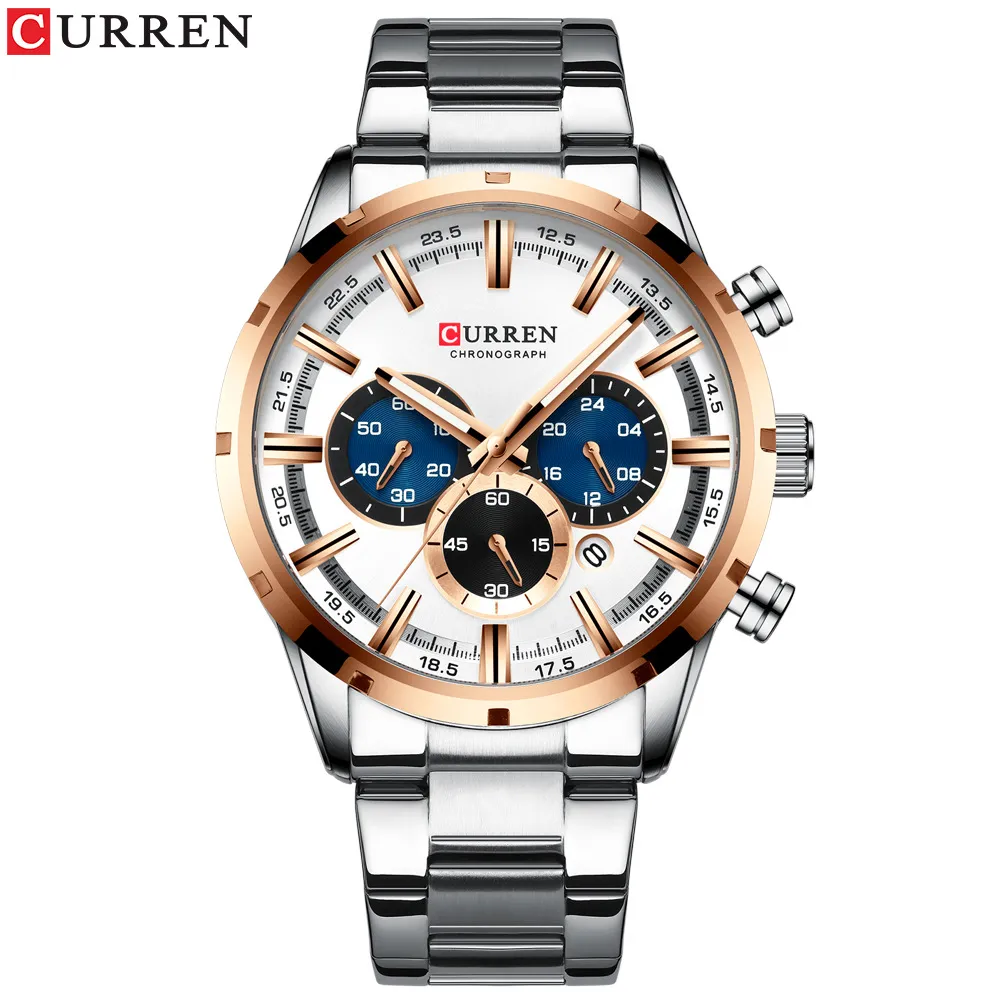 CURREN 8355 Men's Multifunctional Quartz Watch - Waterproof Calendar Wristwatch for Business, Casual Wear - Stainless Steel Band, Round Dial thumbnail 4