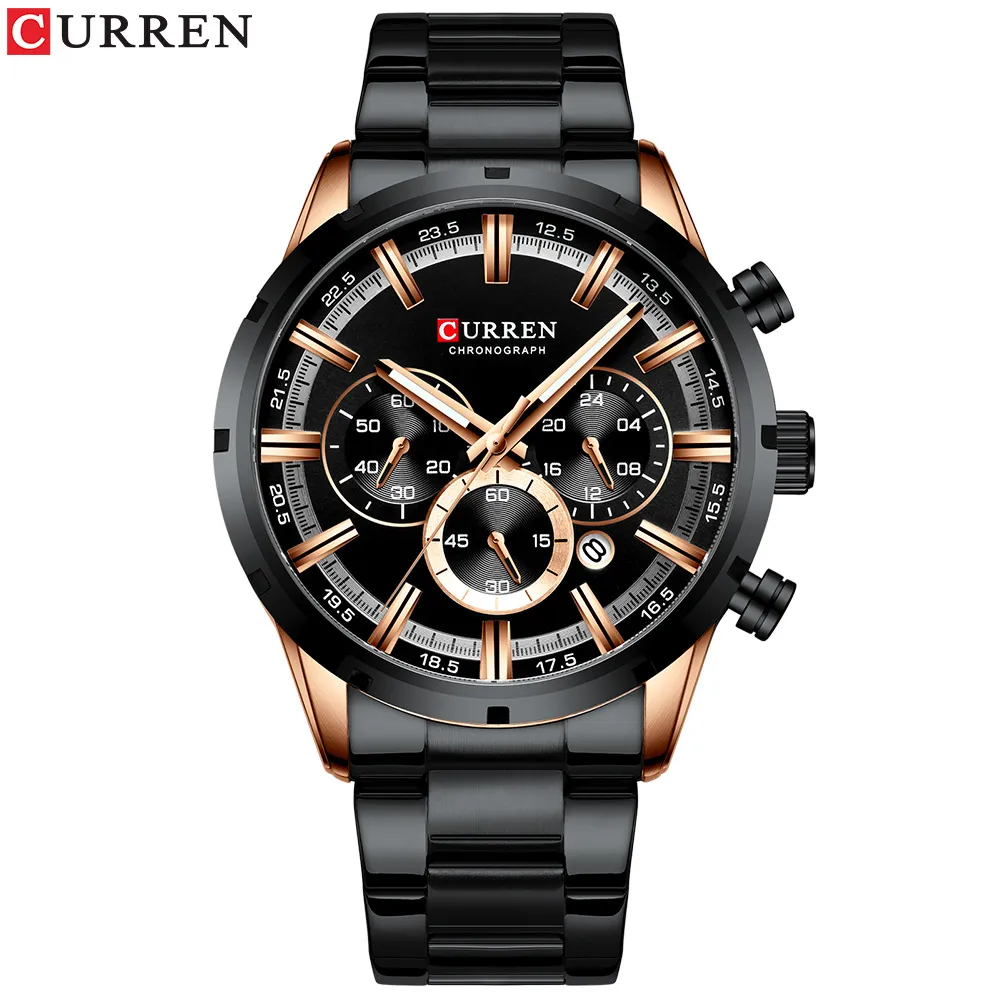CURREN 8355 Men's Multifunctional Quartz Watch - Waterproof Calendar Wristwatch for Business, Casual Wear - Stainless Steel Band, Round Dial thumbnail 5