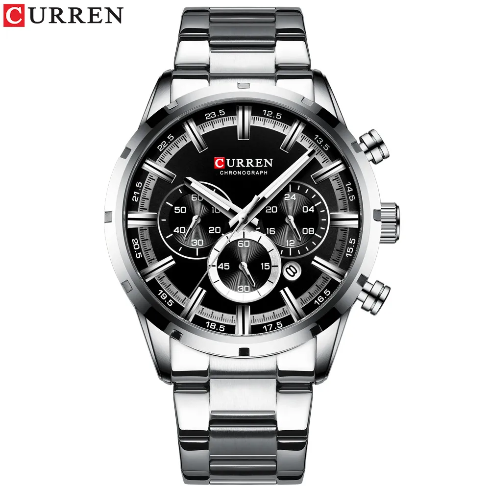 CURREN 8355 Men's Multifunctional Quartz Watch - Waterproof Calendar Wristwatch for Business, Casual Wear - Stainless Steel Band, Round Dial thumbnail 3