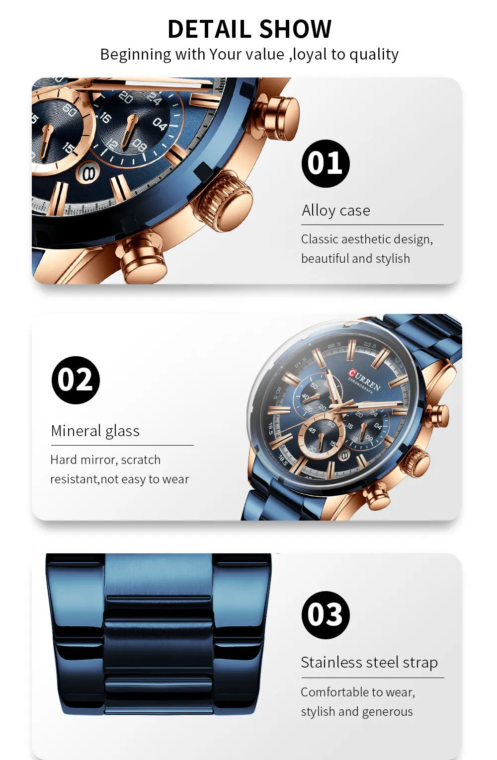CURREN 8355 Men's Multifunctional Quartz Watch - Waterproof Calendar Wristwatch for Business, Casual Wear - Stainless Steel Band, Round Dial showcase 5