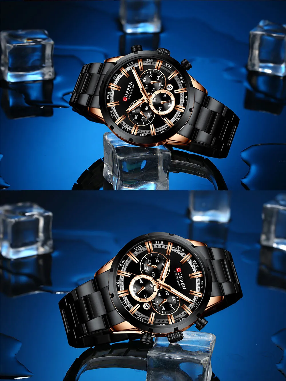 CURREN 8355 Men's Multifunctional Quartz Watch - Waterproof Calendar Wristwatch for Business, Casual Wear - Stainless Steel Band, Round Dial showcase 10