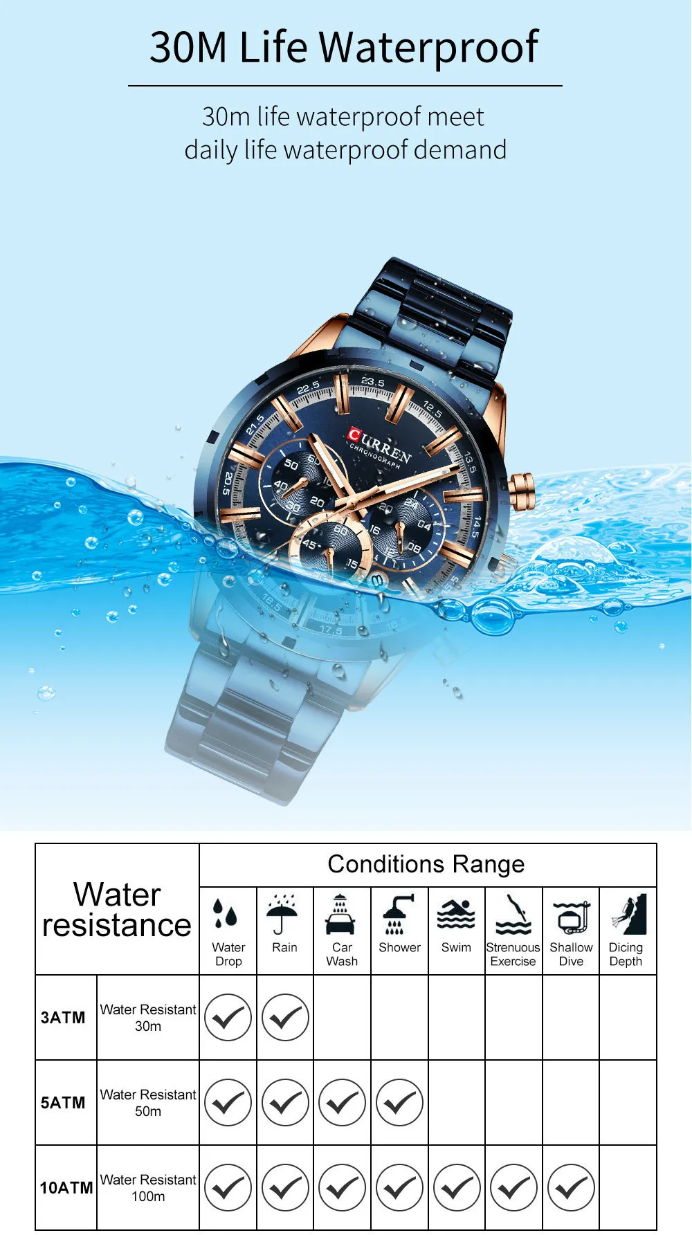 CURREN 8355 Men's Multifunctional Quartz Watch - Waterproof Calendar Wristwatch for Business, Casual Wear - Stainless Steel Band, Round Dial showcase 8