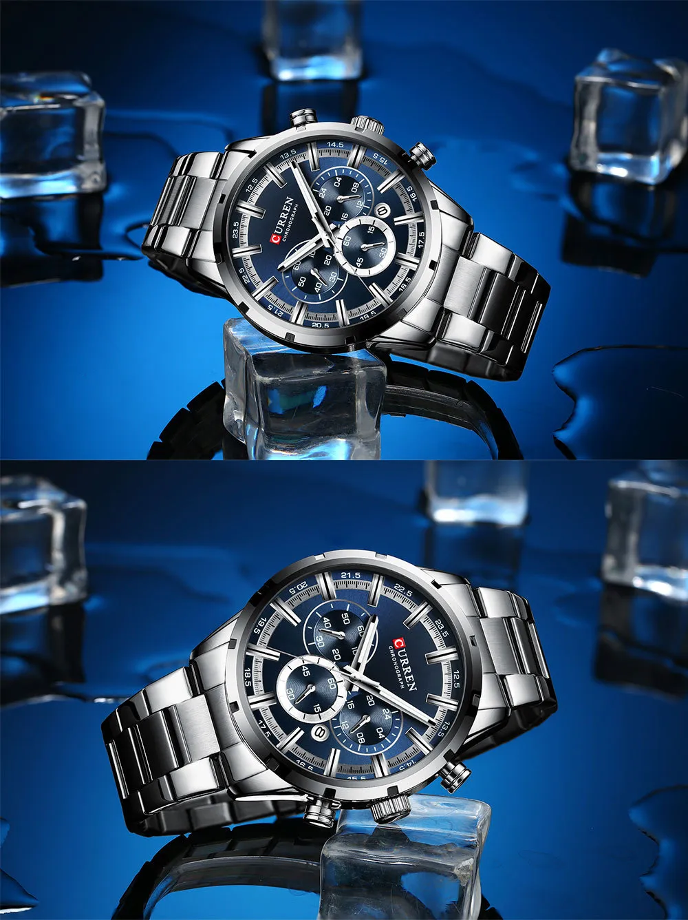 CURREN 8355 Men's Multifunctional Quartz Watch - Waterproof Calendar Wristwatch for Business, Casual Wear - Stainless Steel Band, Round Dial showcase 16