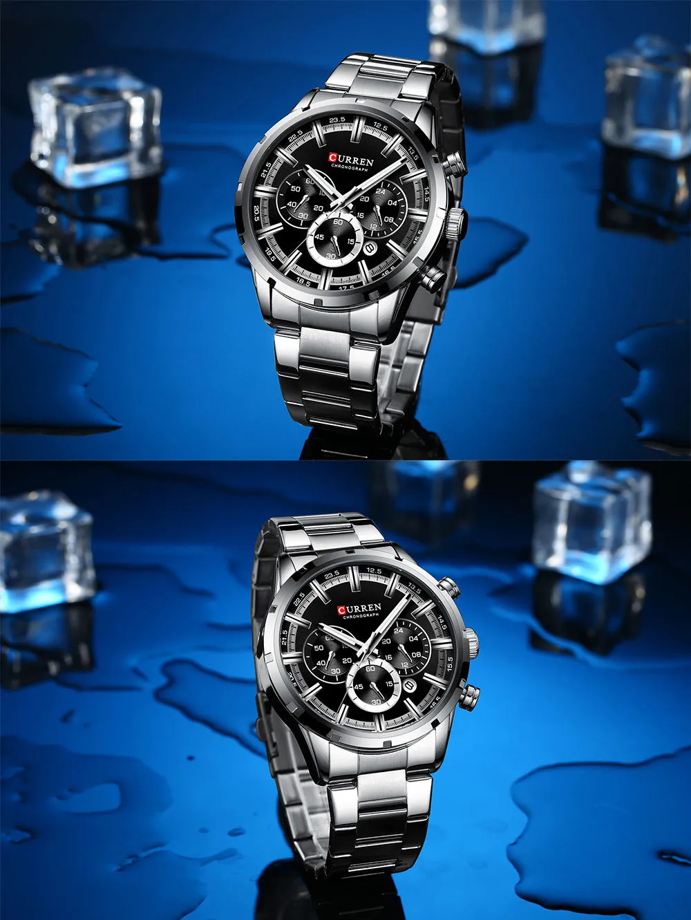 CURREN 8355 Men's Multifunctional Quartz Watch - Waterproof Calendar Wristwatch for Business, Casual Wear - Stainless Steel Band, Round Dial showcase 14