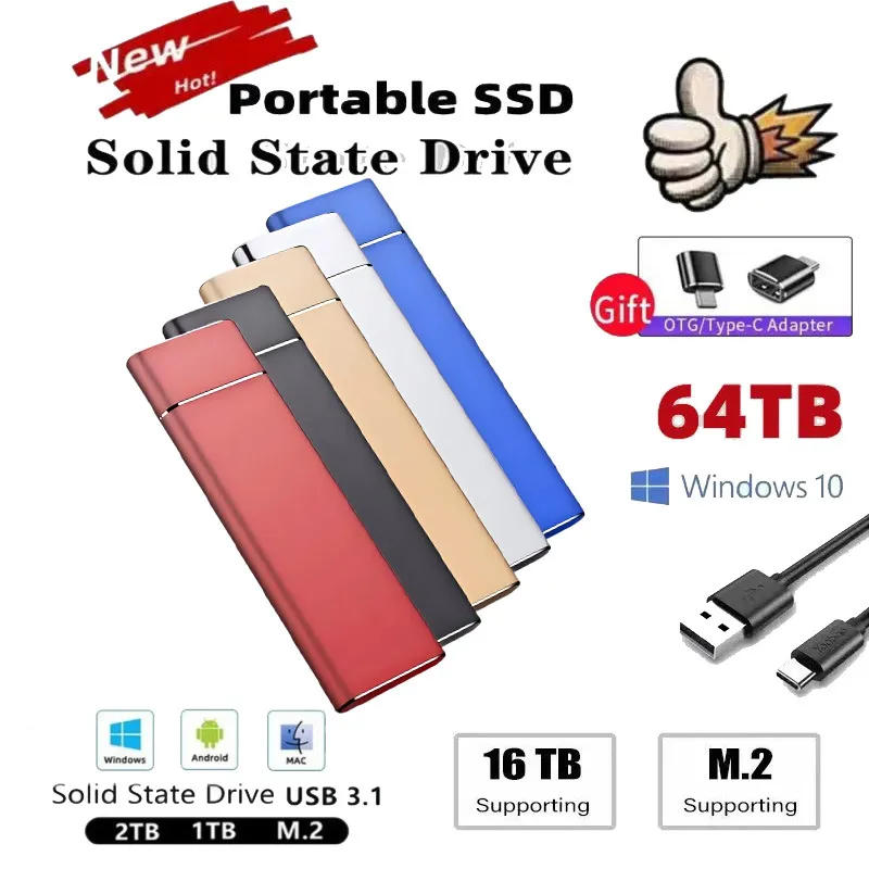 32TB High-Speed Portable Mobile Hard Drive USB 3.1 SSD Solid State Drive 4TB 2TB External Storage for PC Laptop