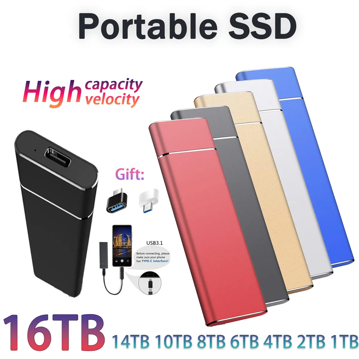 32TB High-Speed Portable Mobile Hard Drive USB 3.1 SSD Solid State Drive 4TB 2TB External Storage for PC Laptop showcase 1