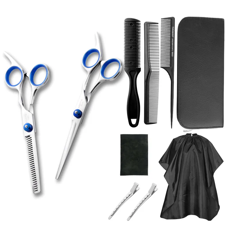 Professional Hair Cutting Scissors Set - 11 Piece Kit for Barbers & Home Use - Includes Thinning Shears, Comb, Clips, and Case thumbnail 2