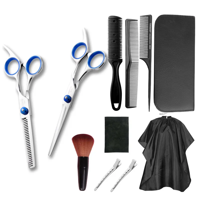 Professional Hair Cutting Scissors Set - 11 Piece Kit for Barbers & Home Use - Includes Thinning Shears, Comb, Clips, and Case thumbnail 1