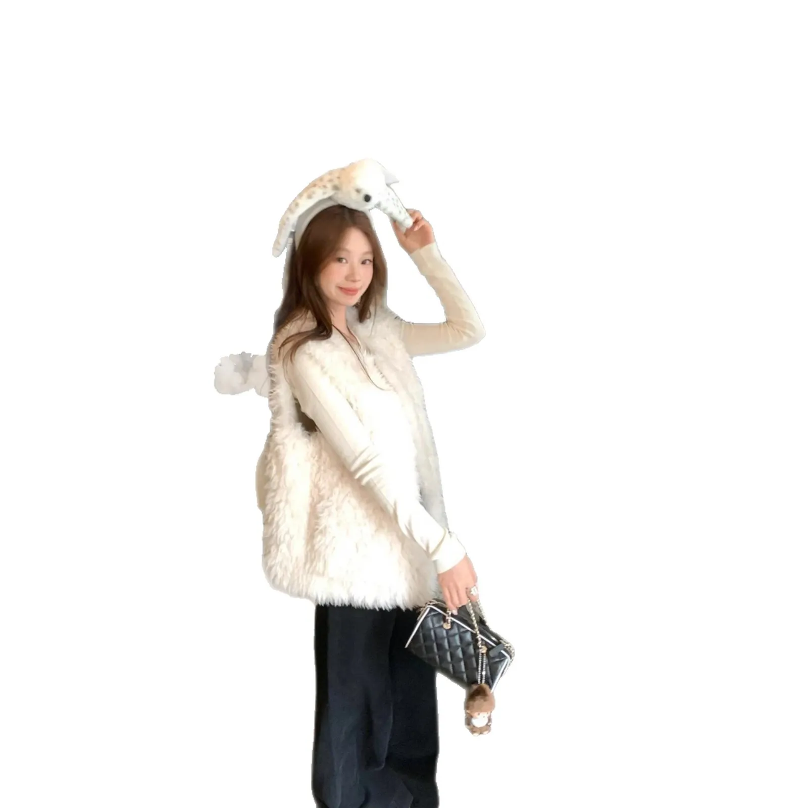 Women's Faux Fur Vest - Korean Style High-End Furry Sleeveless Coat for Autumn Winter 2025 - Warm, Stylish Outerwear thumbnail 5