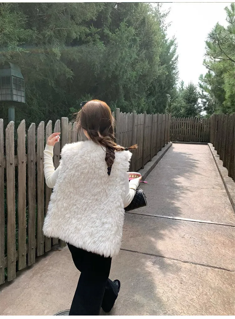 Women's Faux Fur Vest - Korean Style High-End Furry Sleeveless Coat for Autumn Winter 2025 - Warm, Stylish Outerwear showcase 7