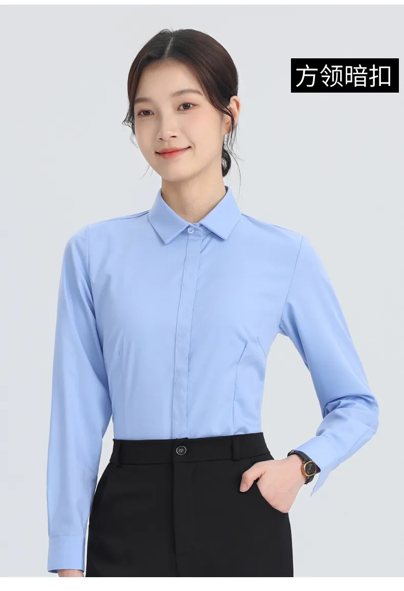 Women's White Long Sleeve Dress Shirt - Elegant Korean Style Slim Fit Work Blouse - Professional Office Attire, Spring & Autumn Inner Top showcase 13