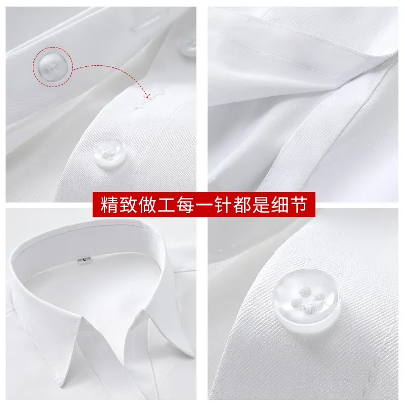 Women's White Long Sleeve Dress Shirt - Elegant Korean Style Slim Fit Work Blouse - Professional Office Attire, Spring & Autumn Inner Top thumbnail 4