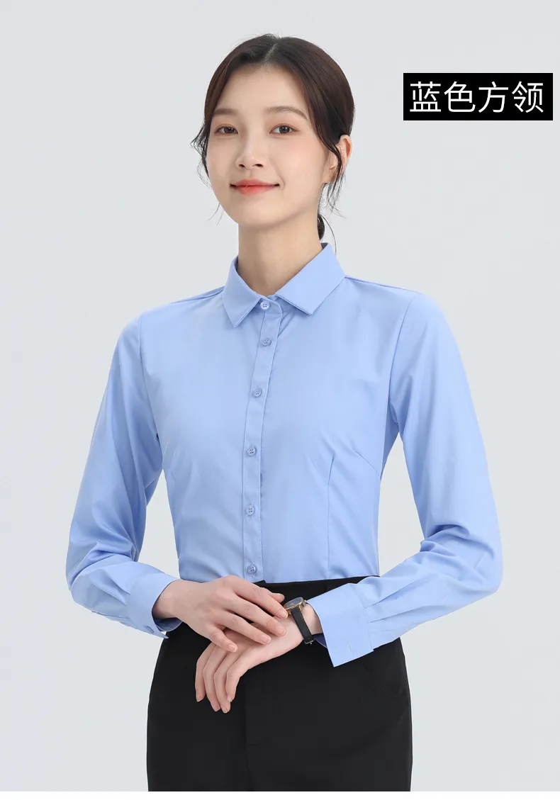 Women's White Long Sleeve Dress Shirt - Elegant Korean Style Slim Fit Work Blouse - Professional Office Attire, Spring & Autumn Inner Top showcase 12