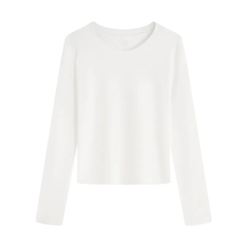 Women's Long Sleeve Round Neck T-Shirt - Slim Fit Casual Top for Spring & Fall - Stylish Bottoming Shirt thumbnail 8