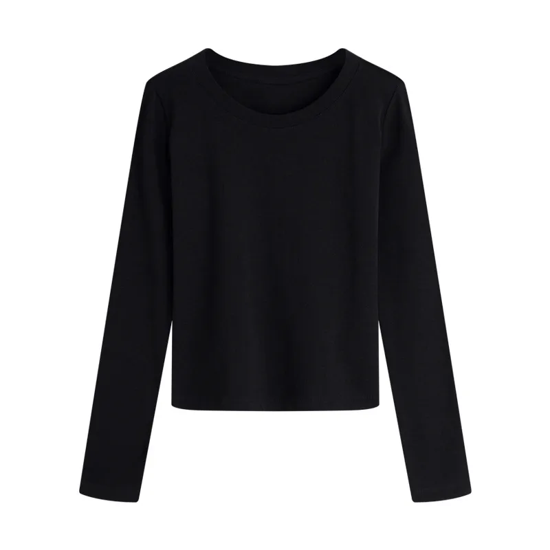 Women's Long Sleeve Round Neck T-Shirt - Slim Fit Casual Top for Spring & Fall - Stylish Bottoming Shirt thumbnail 9