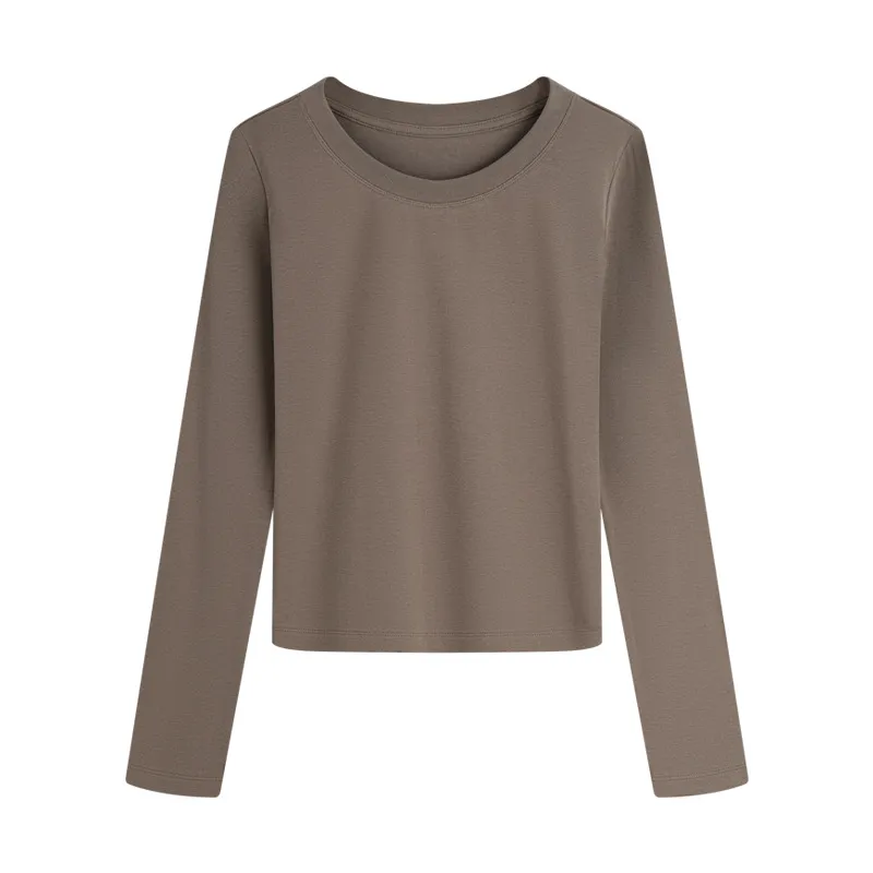 Women's Long Sleeve Round Neck T-Shirt - Slim Fit Casual Top for Spring & Fall - Stylish Bottoming Shirt thumbnail 10
