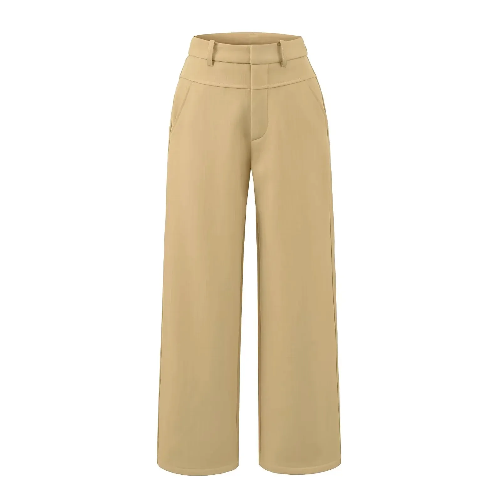 Women's High-Waisted Wide Leg Trousers - Elegant Straight Leg Suit Pants for Autumn, Drapey, Simple, Old Money Style, Long Length thumbnail 9