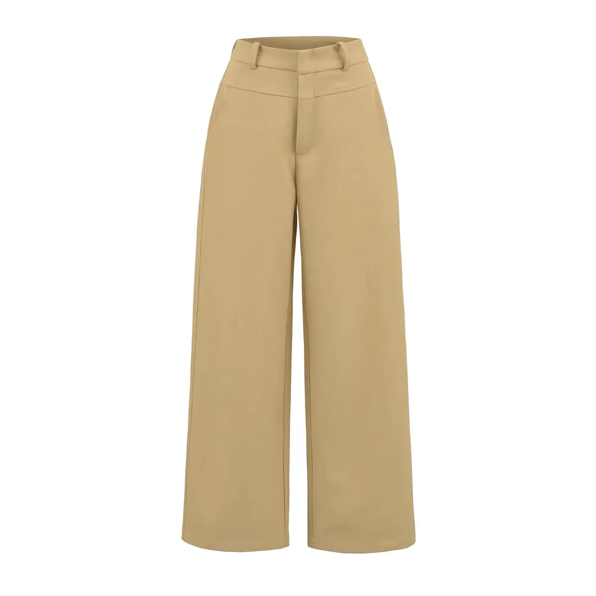 Women's High-Waisted Wide Leg Trousers - Elegant Straight Leg Suit Pants for Autumn, Drapey, Simple, Old Money Style, Long Length showcase 5