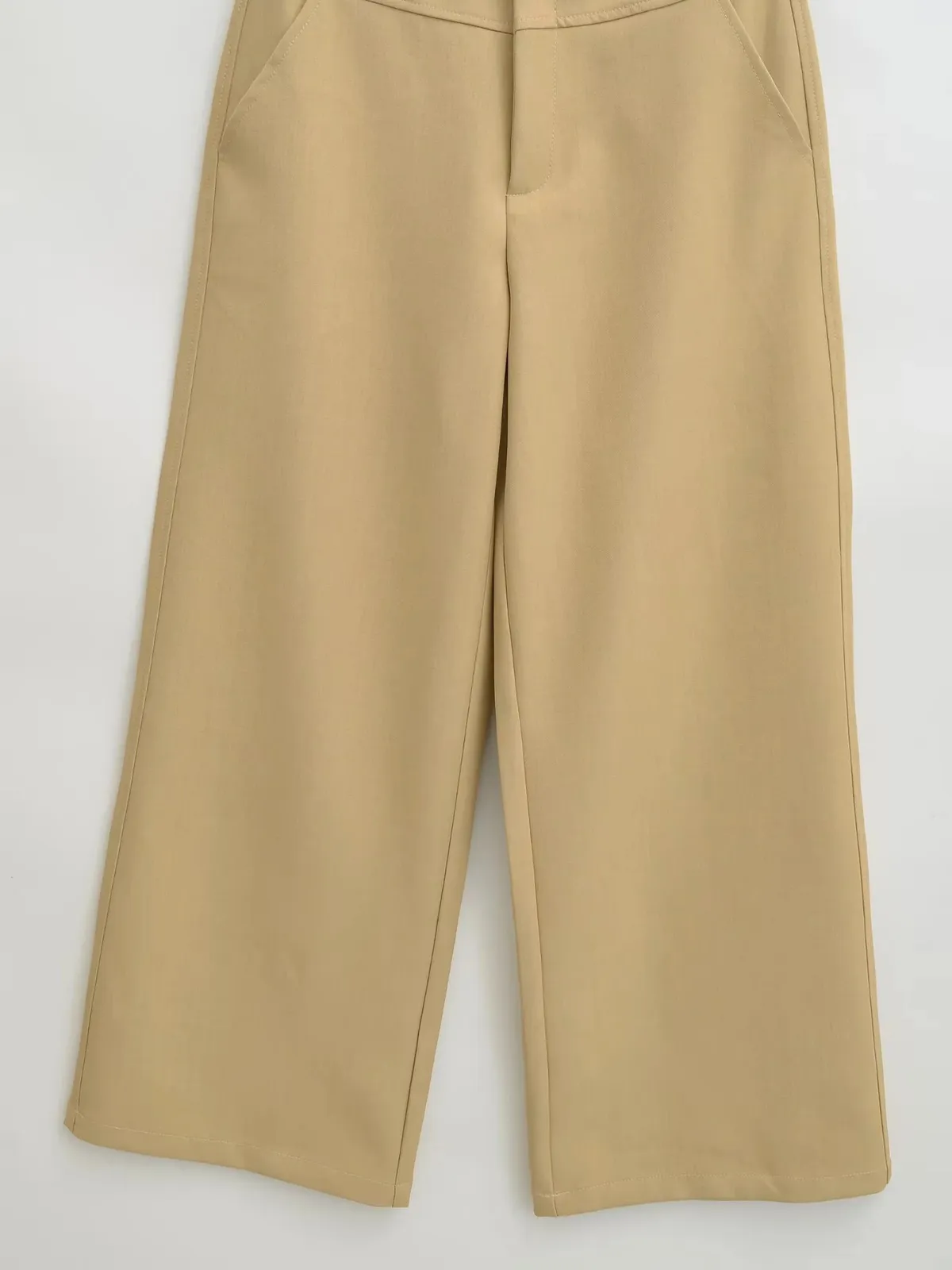 Women's High-Waisted Wide Leg Trousers - Elegant Straight Leg Suit Pants for Autumn, Drapey, Simple, Old Money Style, Long Length showcase 20