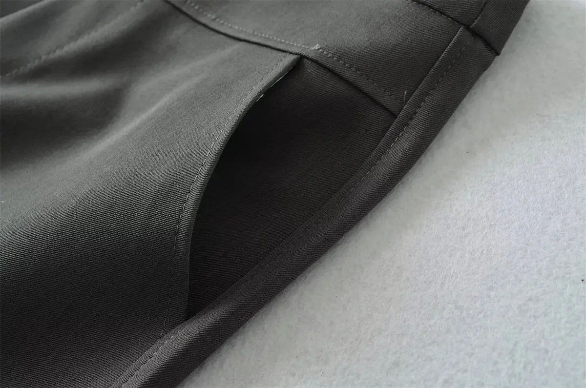 Women's High-Waisted Wide Leg Trousers - Elegant Straight Leg Suit Pants for Autumn, Drapey, Simple, Old Money Style, Long Length showcase 14