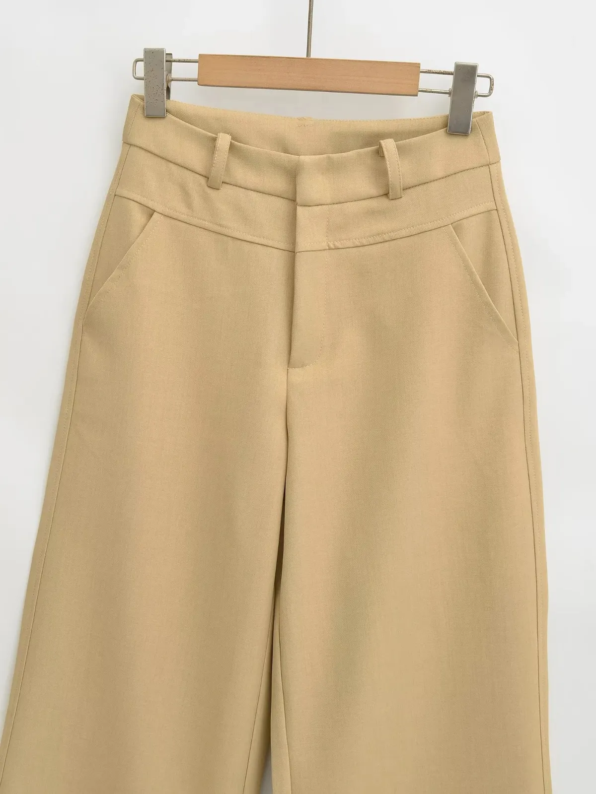 Women's High-Waisted Wide Leg Trousers - Elegant Straight Leg Suit Pants for Autumn, Drapey, Simple, Old Money Style, Long Length showcase 19