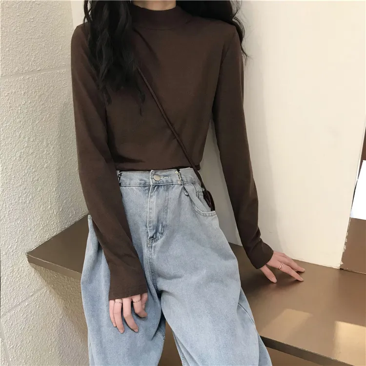 Women's Thermal Underwear Top - Brushed Fleece Lined Half High Collar Long Sleeve Base Layer T-Shirt for Cold Weather, Autumn/Winter Style showcase 17