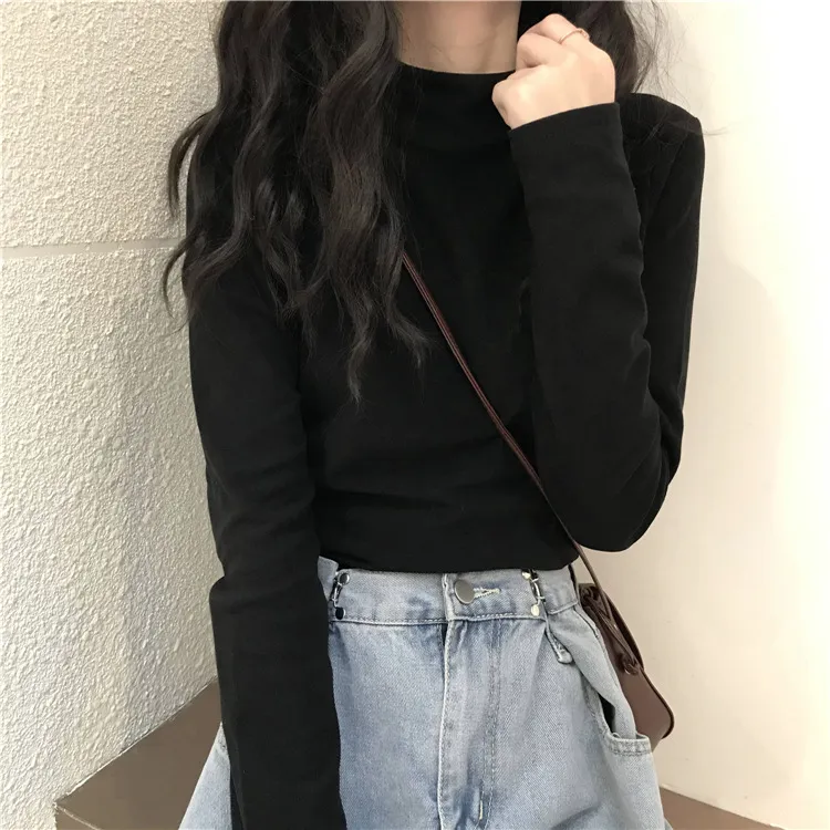 Women's Thermal Underwear Top - Brushed Fleece Lined Half High Collar Long Sleeve Base Layer T-Shirt for Cold Weather, Autumn/Winter Style thumbnail 4