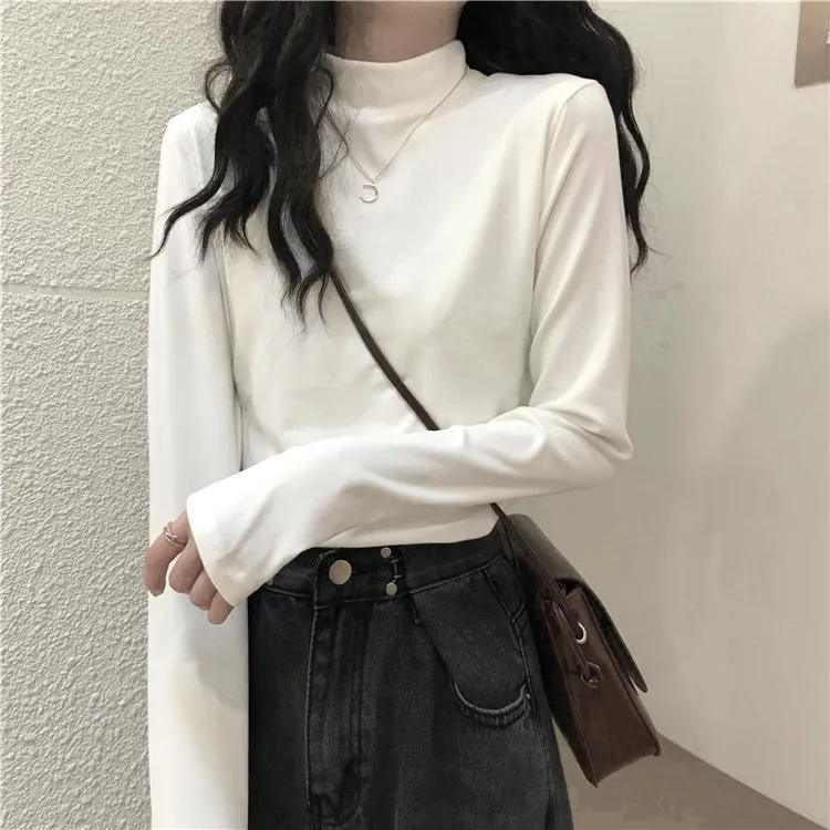 Women's Thermal Underwear Top - Brushed Fleece Lined Half High Collar Long Sleeve Base Layer T-Shirt for Cold Weather, Autumn/Winter Style thumbnail 7